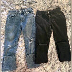 Old Navy girls Distressed Blue and Classic Black Jeans
